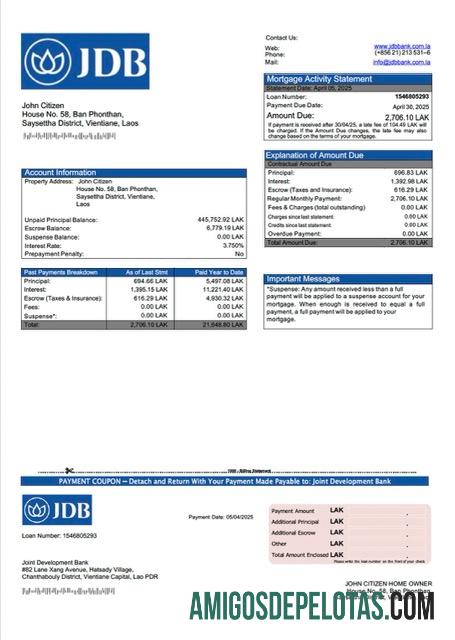 para download Modelo Word e PDF de declaração de hipoteca do Banco Conjunto de Desenvolvimento do Laos